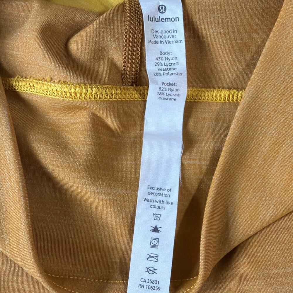 Lululemon Color Block Leggings Size 6 Yellow Gold Running Yoga Athletic Gym - Picture 4 of 9